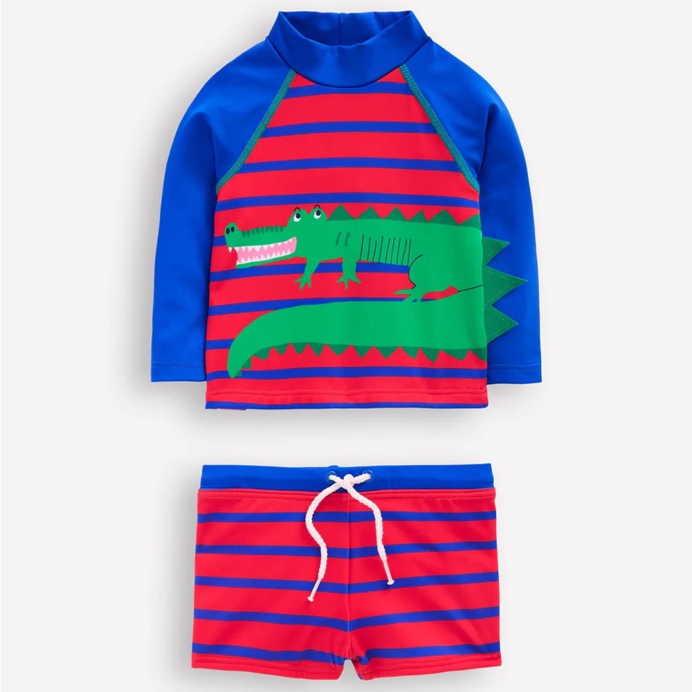 Mini Boden Baby Boys Kids Bathing Suit Swimsuit Fun Rash Vest Set 0-3 m months